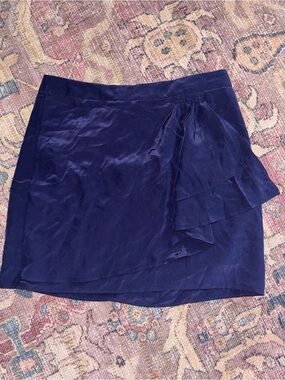 BCBG Deep Blue 100% Silk, like new Ruffle Skirt